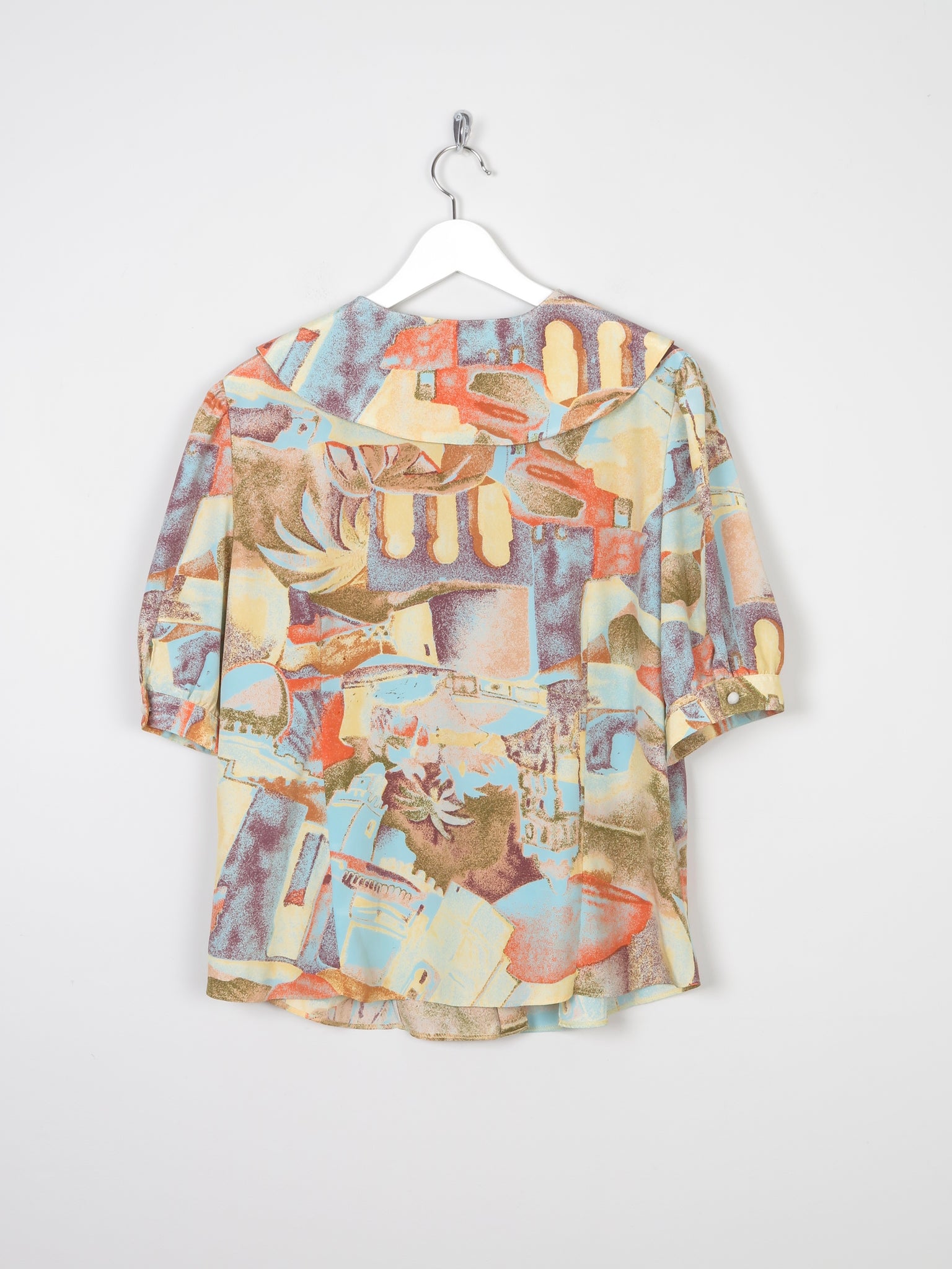 Printed Vintage  Blouse With Collar M/L