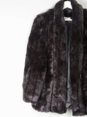 Women's 1970s Black Faux Fur Jacket S/M