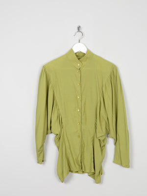Lime Green Vintage Blouse With Bat Wing Sleeves Relaxed Fit S - The Harlequin