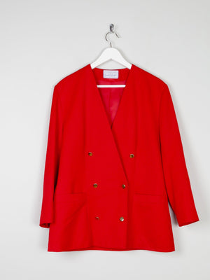 Women’s Red Vintage Collarless Double- Breasted Blazer 12 Oversized Style - The Harlequin