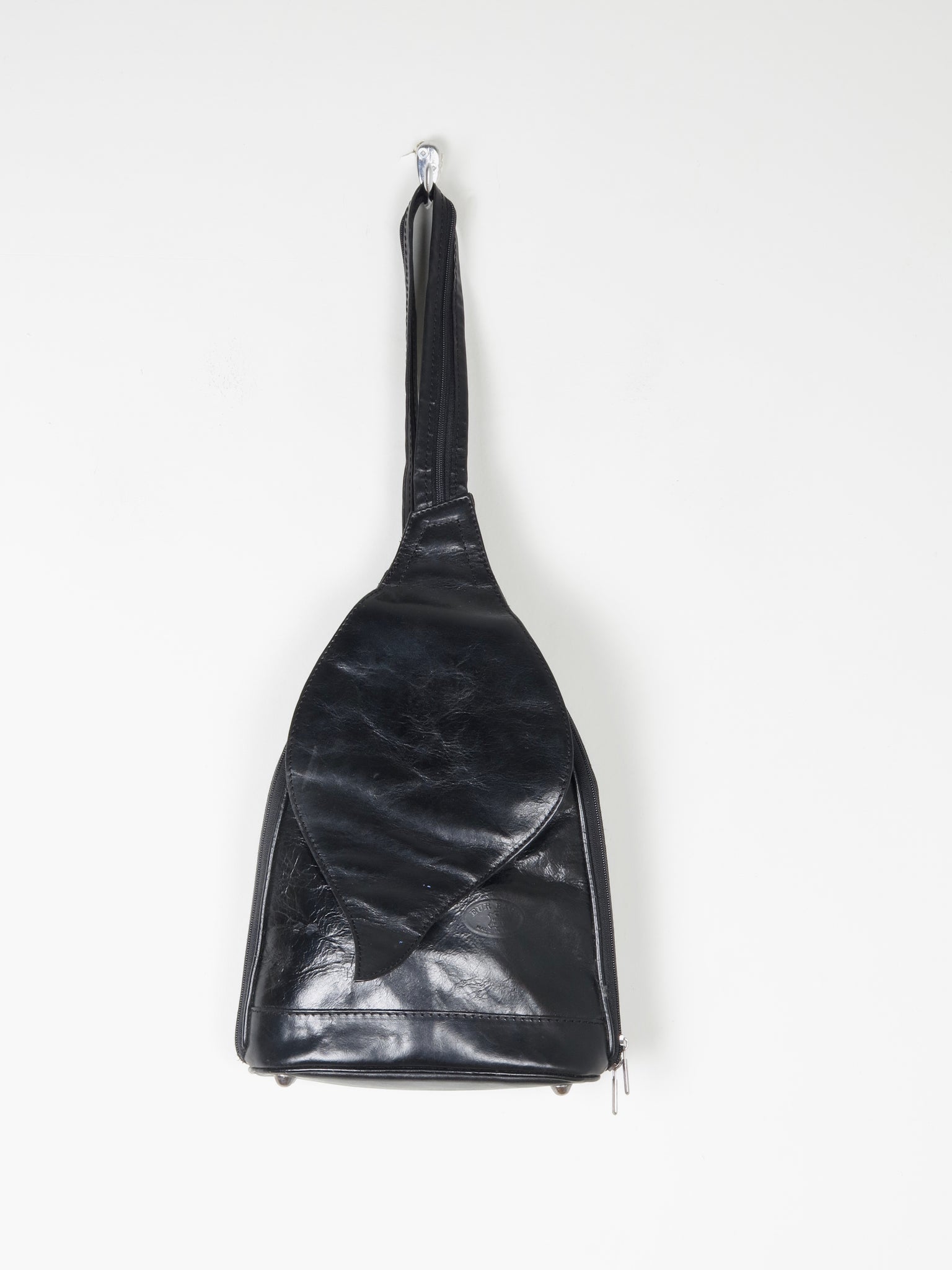 Black Leather Vintage Italian Back Pack - The Harlequin