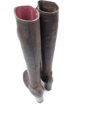 Brown Leather 1970s Long Boots 39/6
