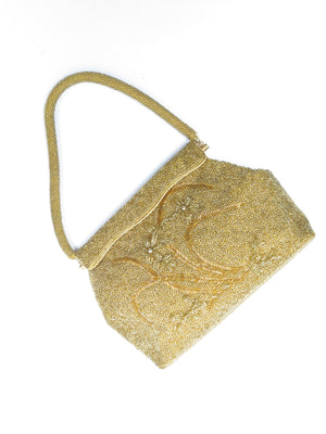 1950s gold beaded evening bag