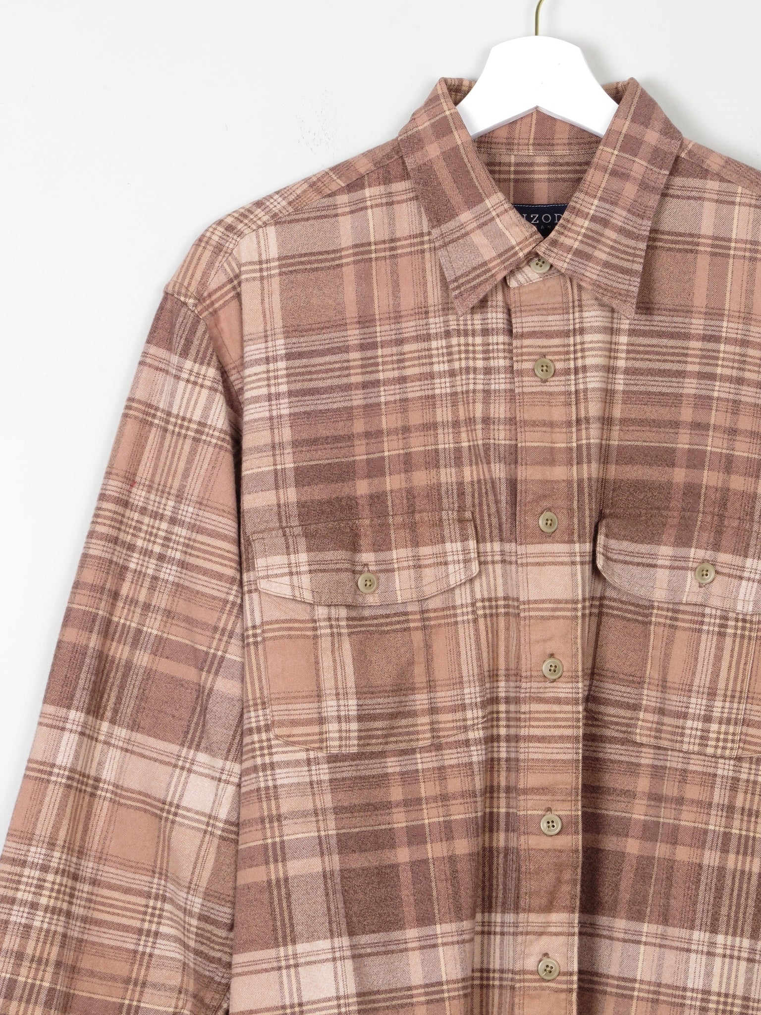 Men's Check Brown Flannel Shirt M - The Harlequin