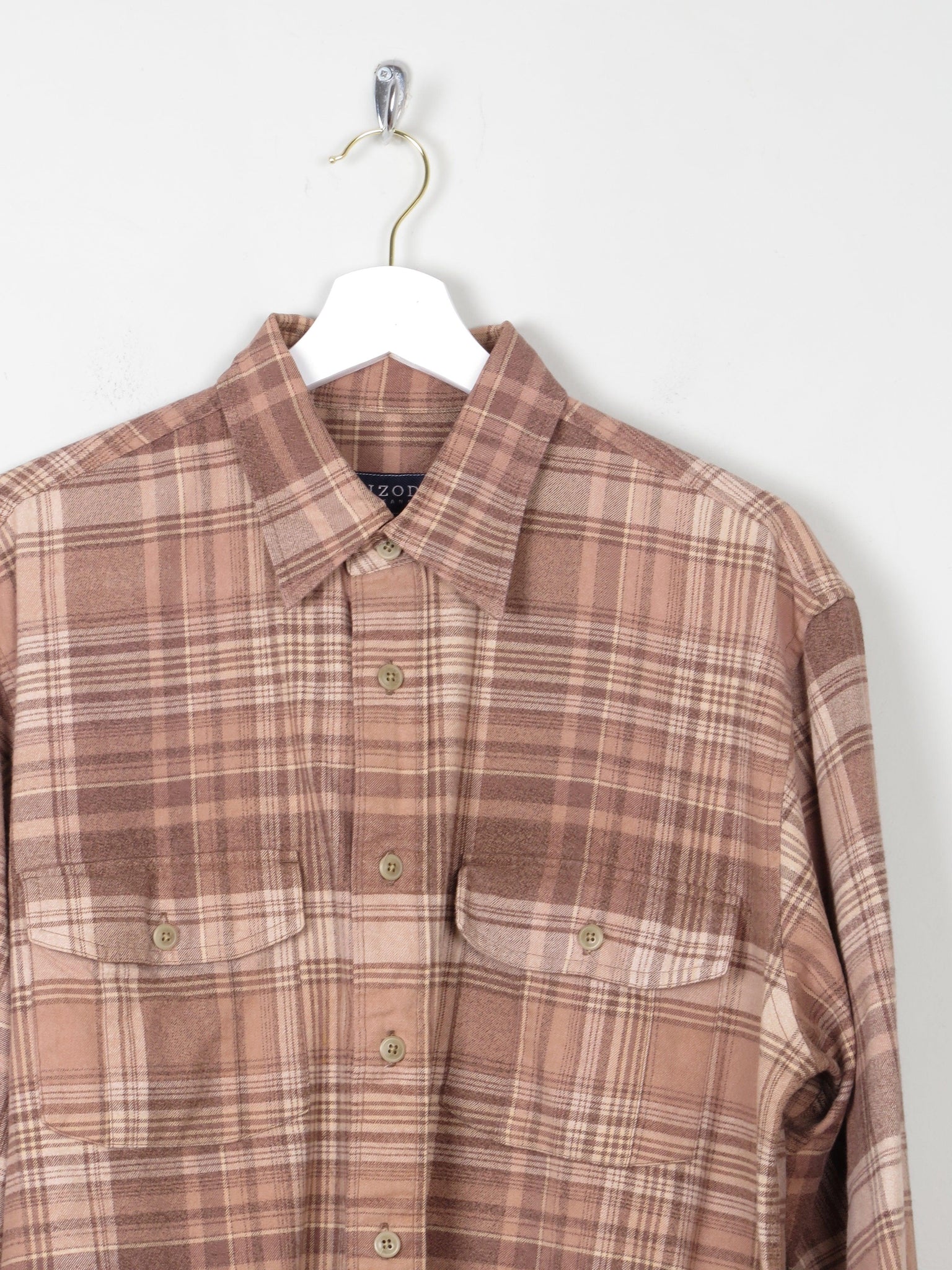 Men's Check Brown Flannel Shirt M - The Harlequin