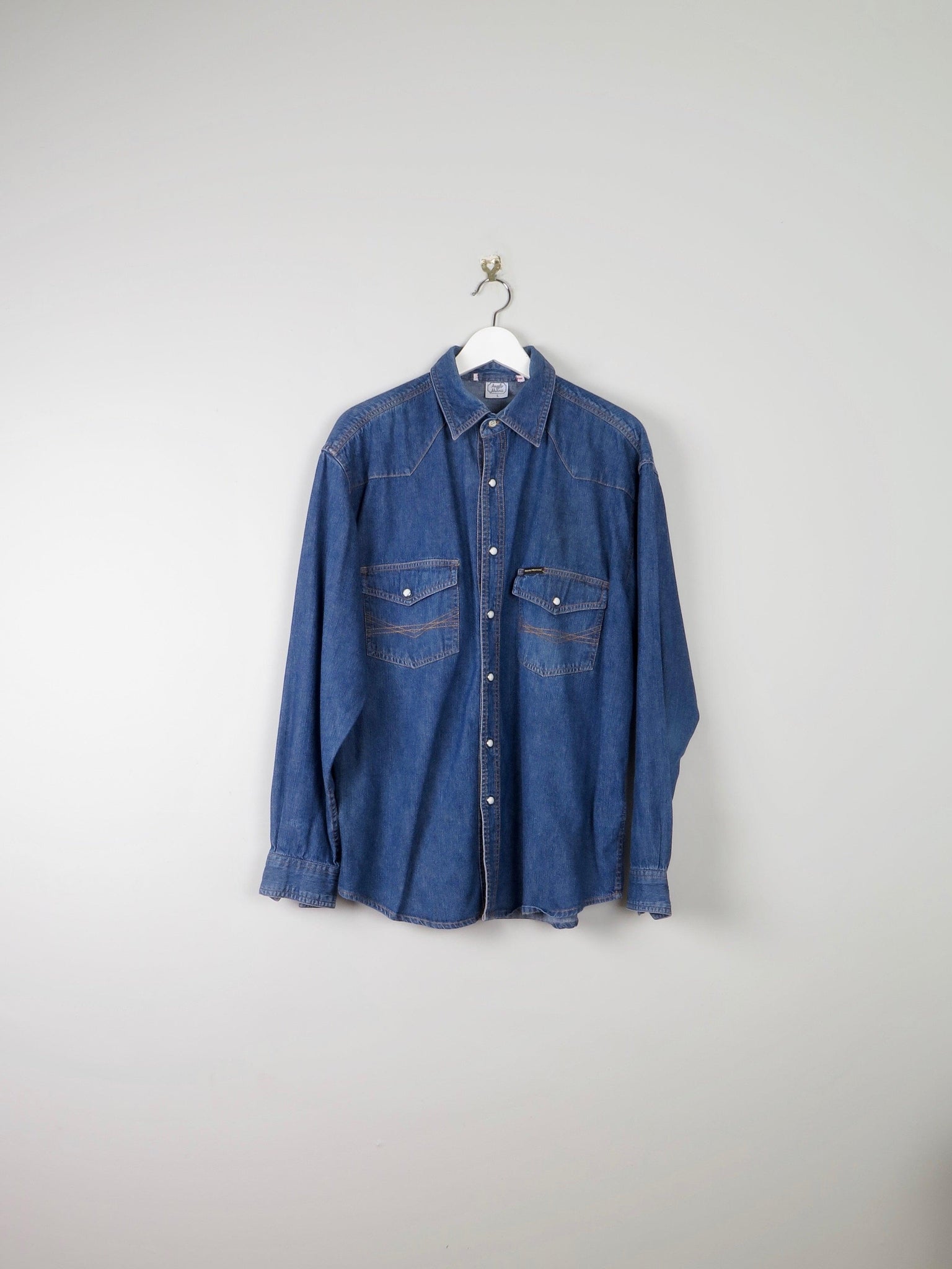 Men's Blue Denim Shirt L - The Harlequin
