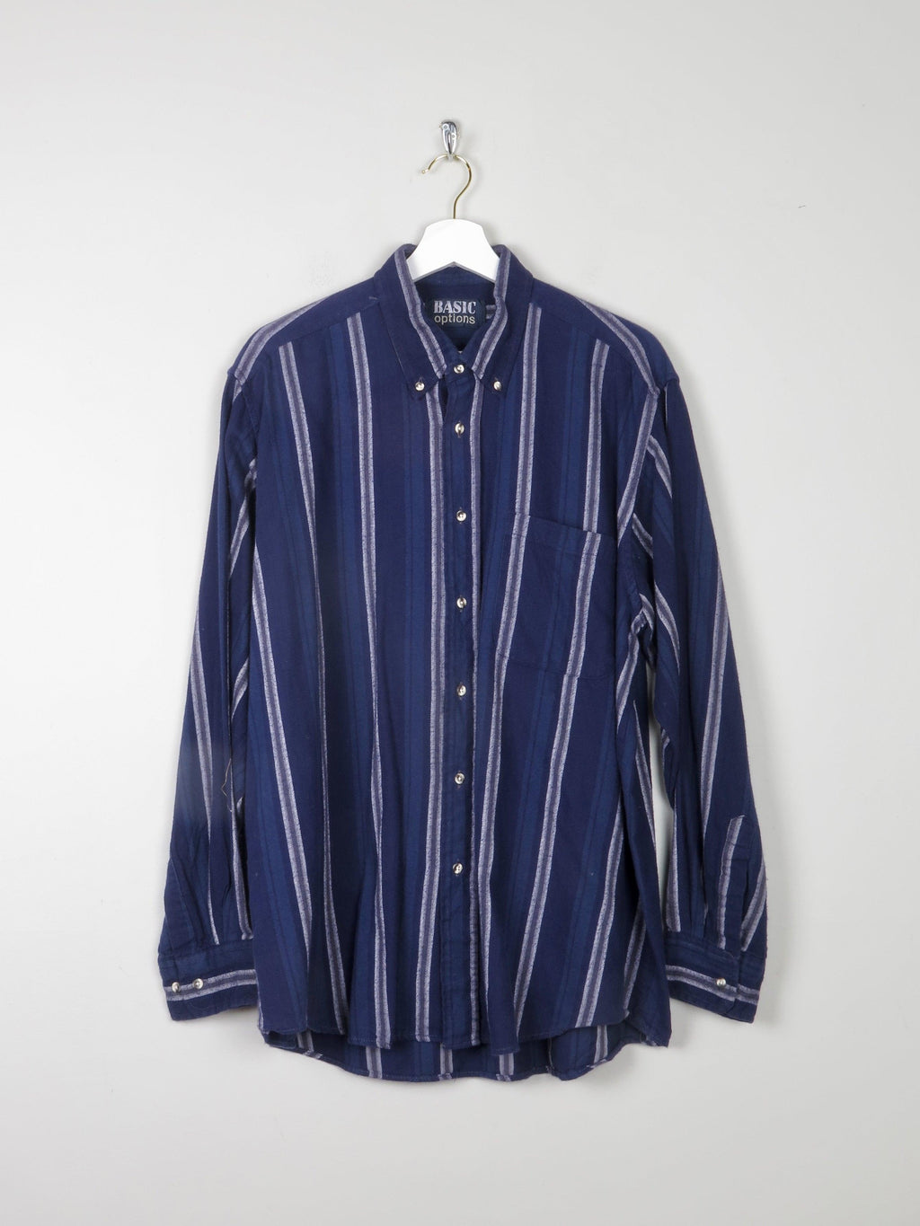 Men's Blue Striped Vintage Flannel Shirt L