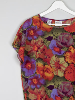 Vibrant Floral Tshirt Blouse M - The Harlequin