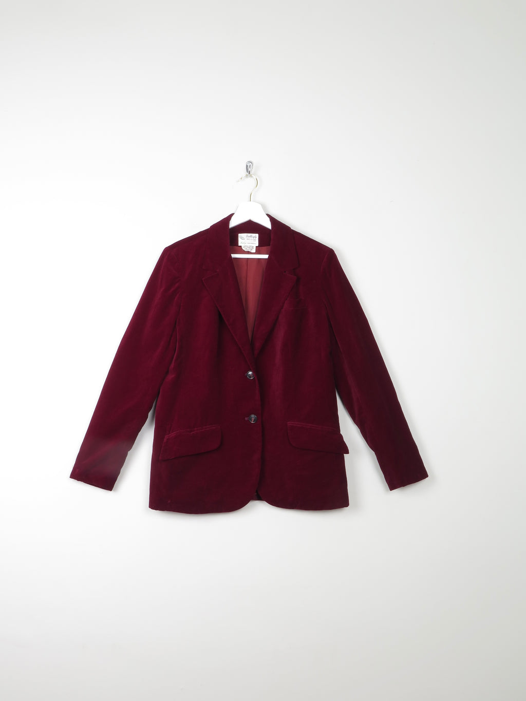 Women's Tailored Vintage Cherry Red Velvet Jacket 10- Small 12
