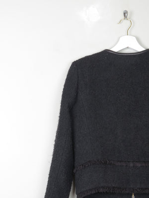 Women's Black Wool Boucle Collarless Jacket S