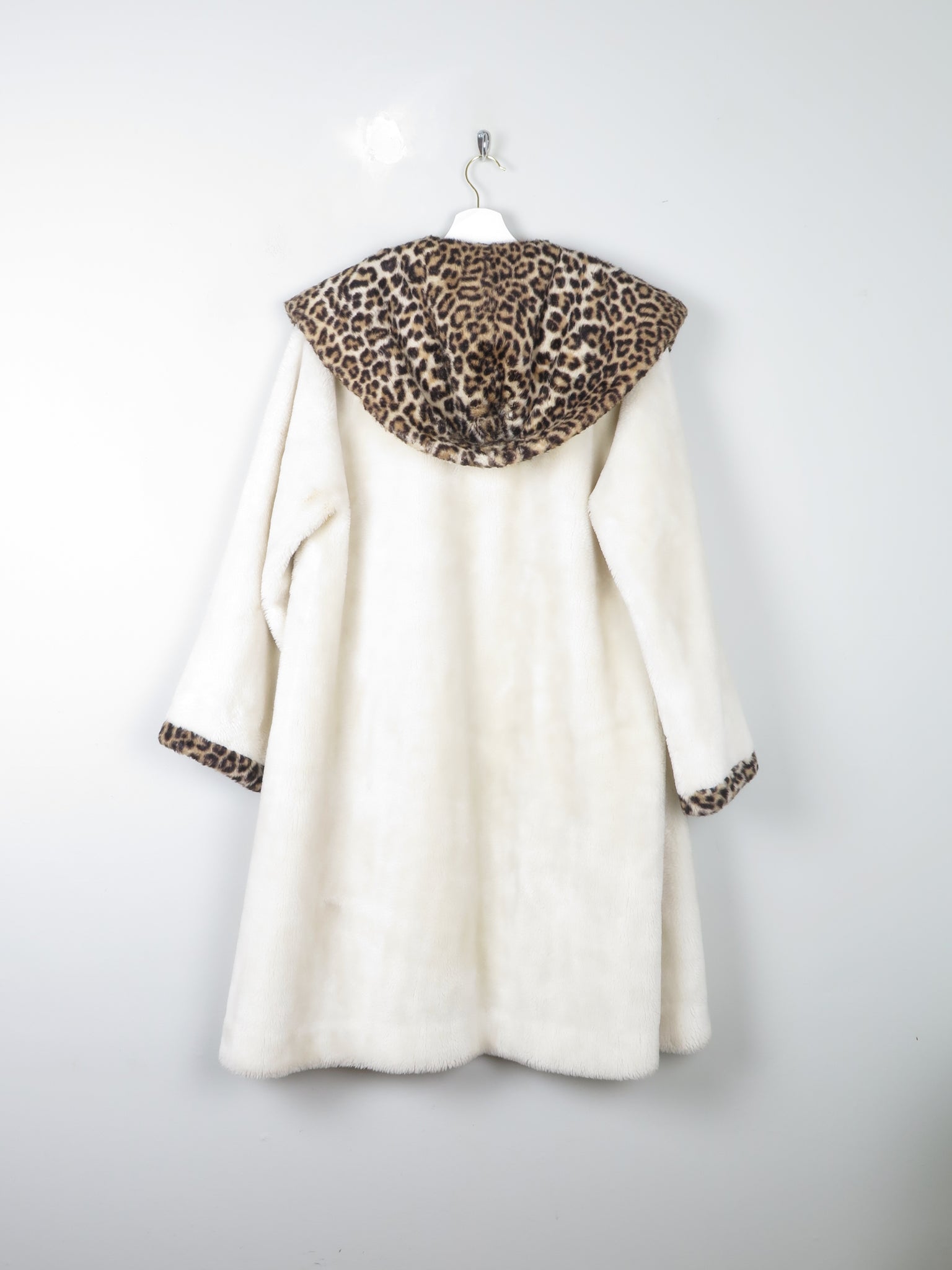 Women's Cream 1950s Swing Coat With Leopard trims S/M