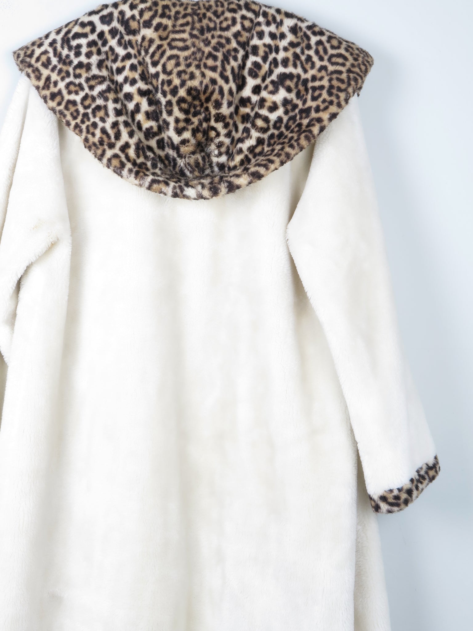 Women's Cream 1950s Swing Coat With Leopard trims S/M