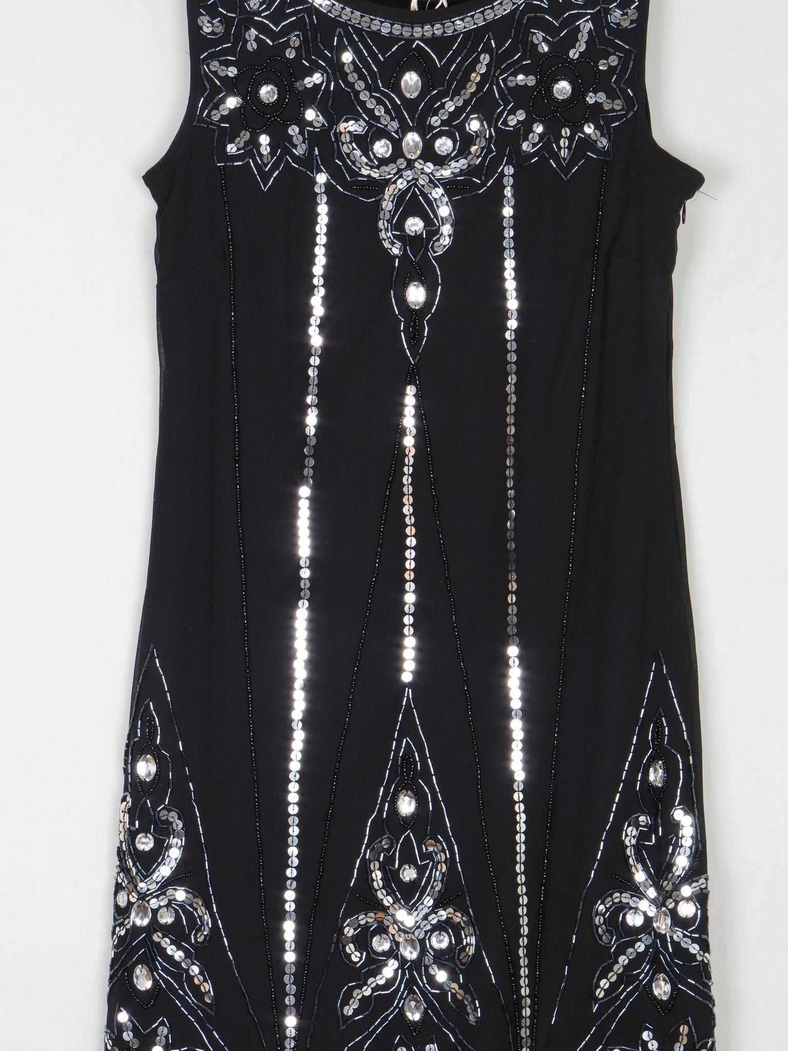 Black 1920s Style Flapper Dress With Beads - The Harlequin