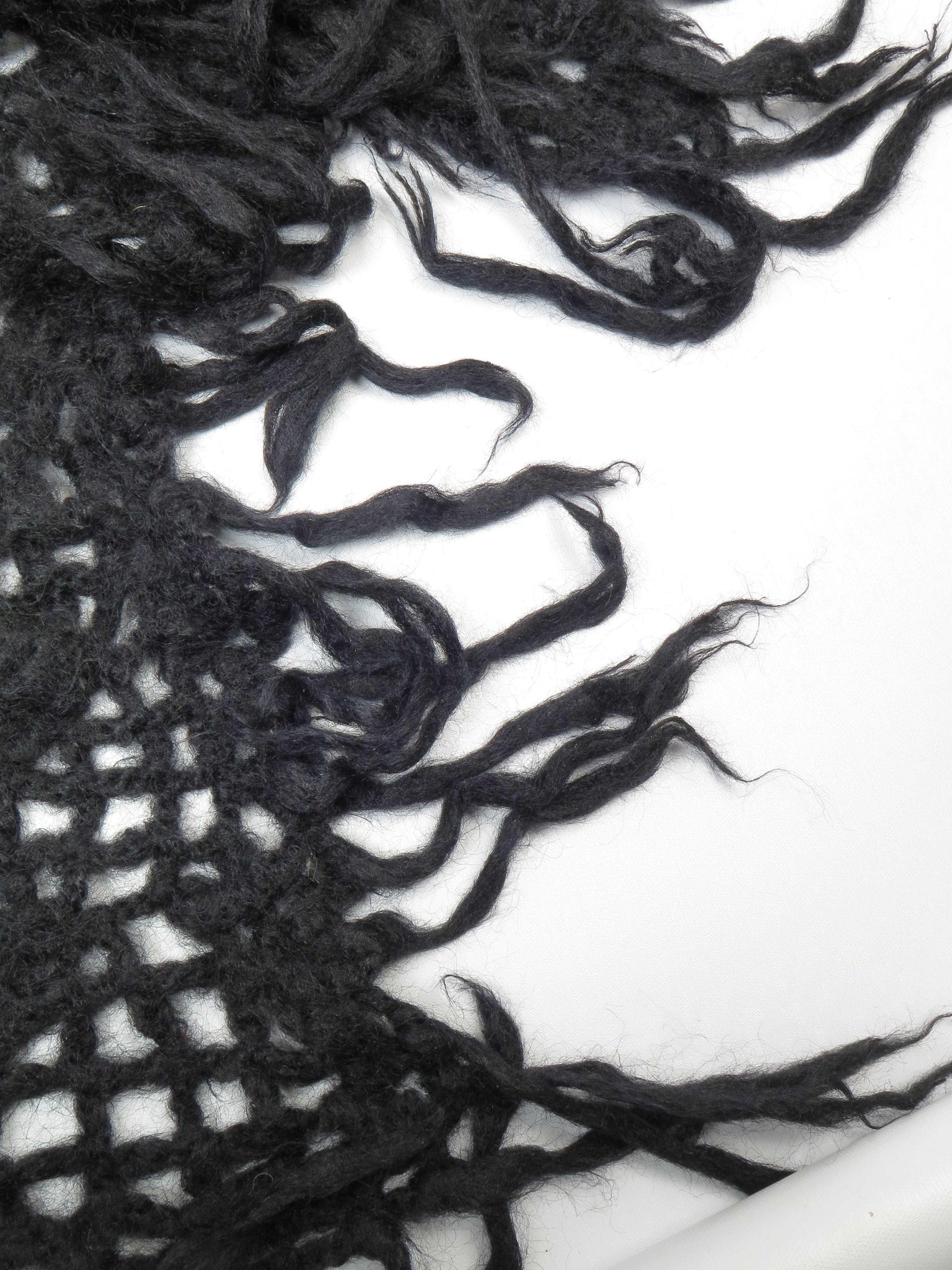 Black Crochet Vintage Shawl/Scarf - The Harlequin
