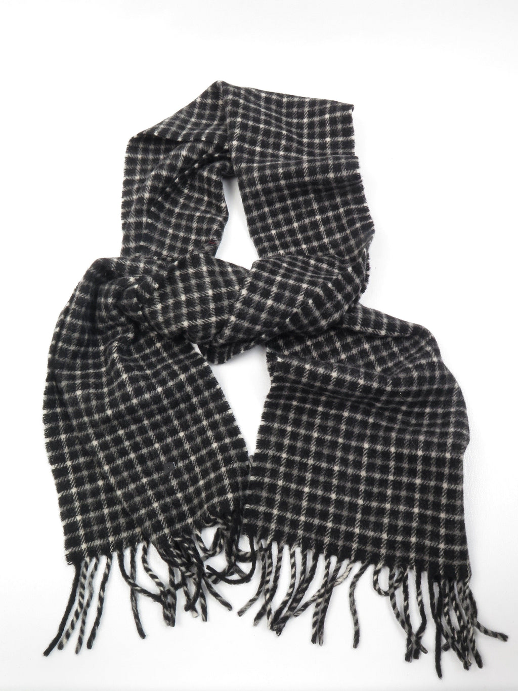 Black, Grey & White Check Wool Scarf - The Harlequin