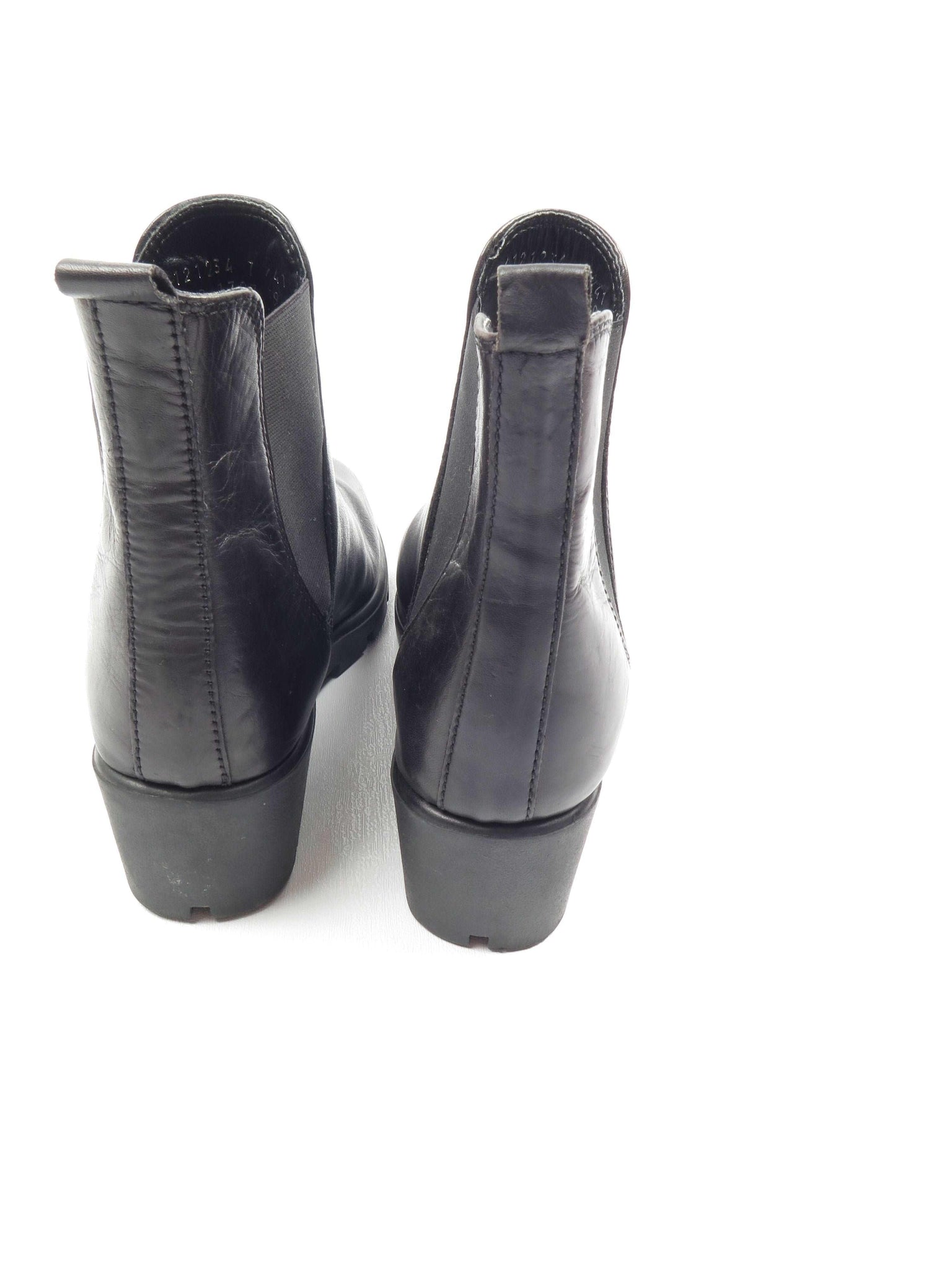 Black Leather Ankle Boots With Wedge Heels 41/8 - The Harlequin