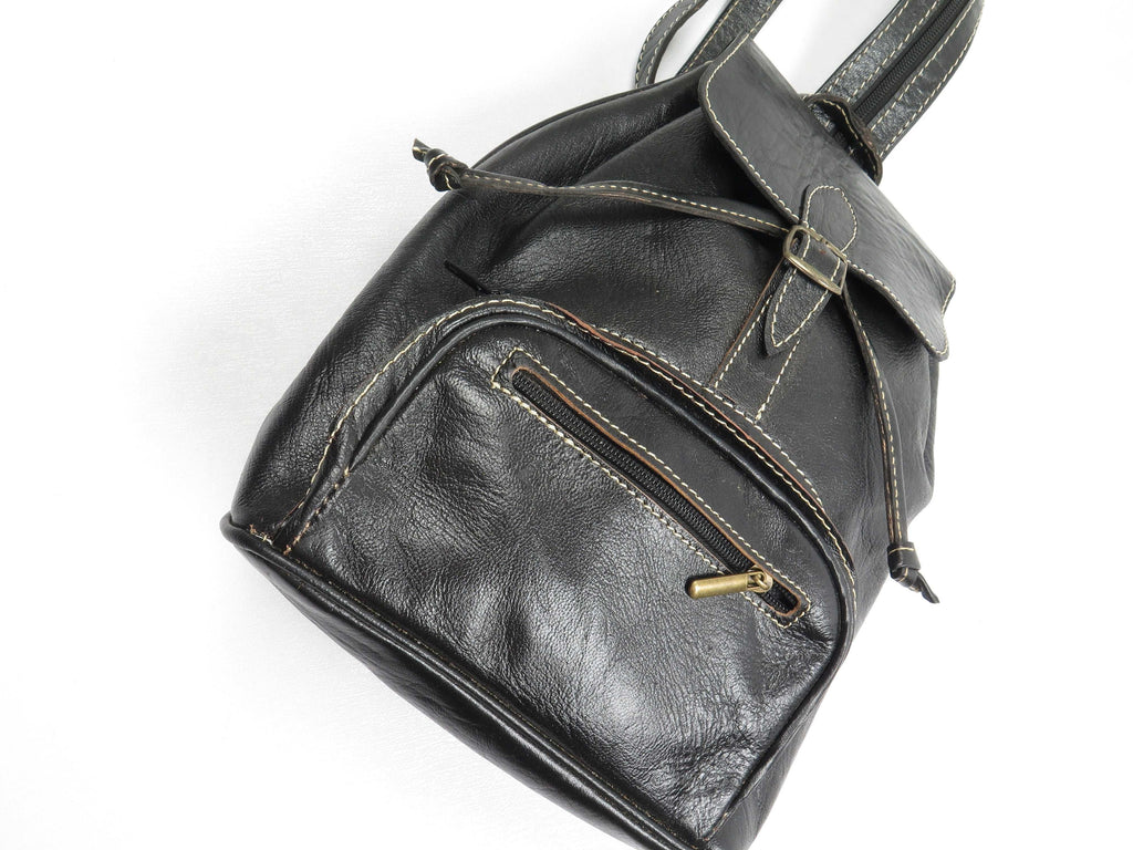 Black Leather New Backpack S - The Harlequin