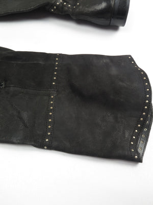 Black Leather Studded Over The Knee Moleskin Boots 41/8 - The Harlequin