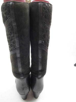 Black Leather Vintage Boots With Sheepskin 36/3 - The Harlequin