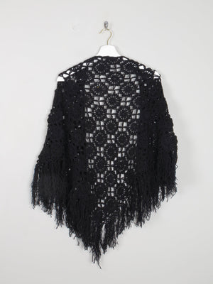 Black Vintage Crochet Cotton Shawl - The Harlequin