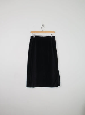 Black Vintage Pencil Velvet Skirt 28W/10 - The Harlequin