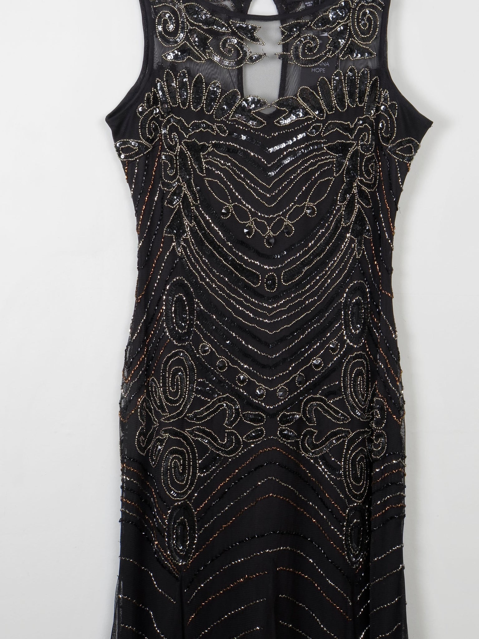 Black Beaded Evening Dress Full Length By Joanna Hope New 14 - The Harlequin
