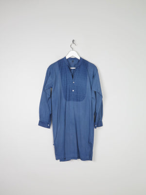 Blue Long Vintage Grandad Collarless Shirt S/M - The Harlequin