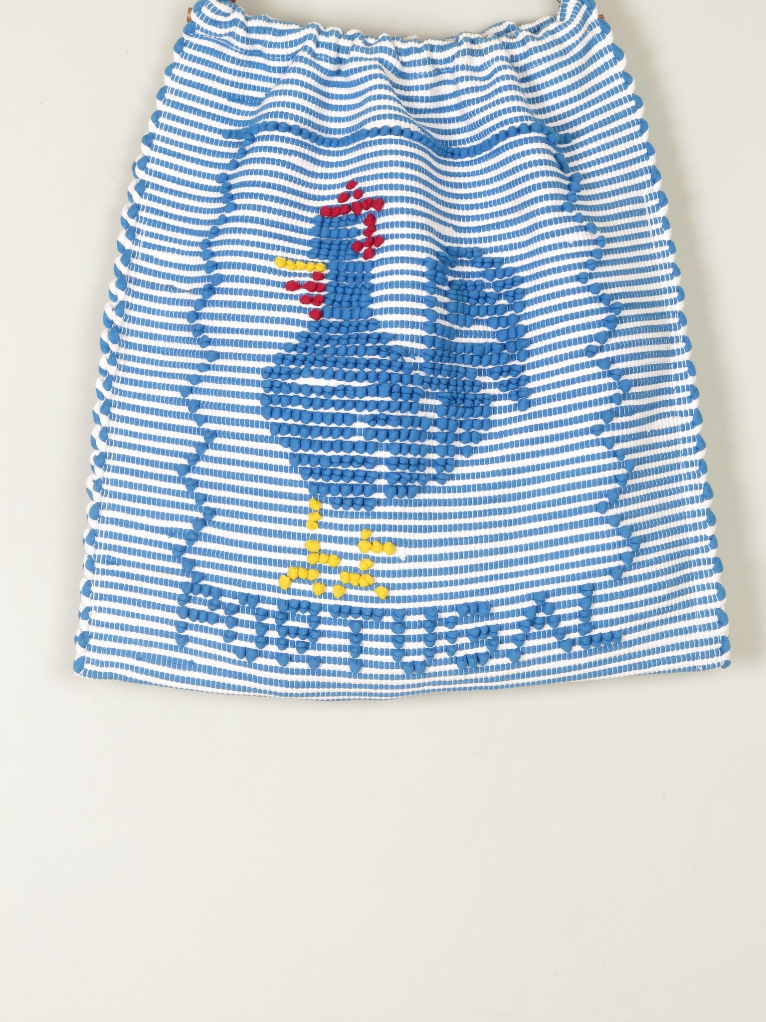 Blue Vintage Cotton Portugal Striped Embroidered Bag - The Harlequin