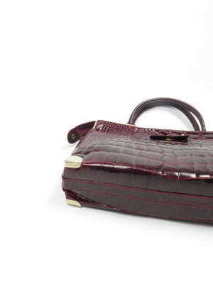 Burgundy Croc Rectangular Vintage Italian  Bag - The Harlequin