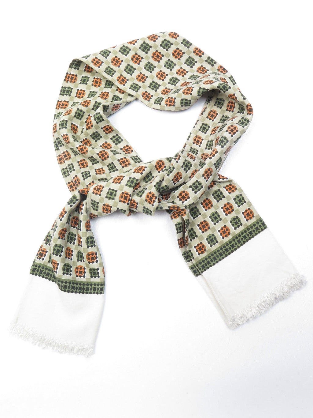 Classic Vintage Green Printed Cravat Style Scarf - The Harlequin