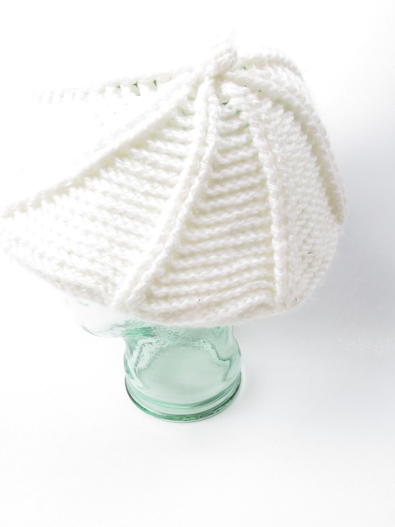 Cream Beret Vintage Knitted Crochet S/M - The Harlequin