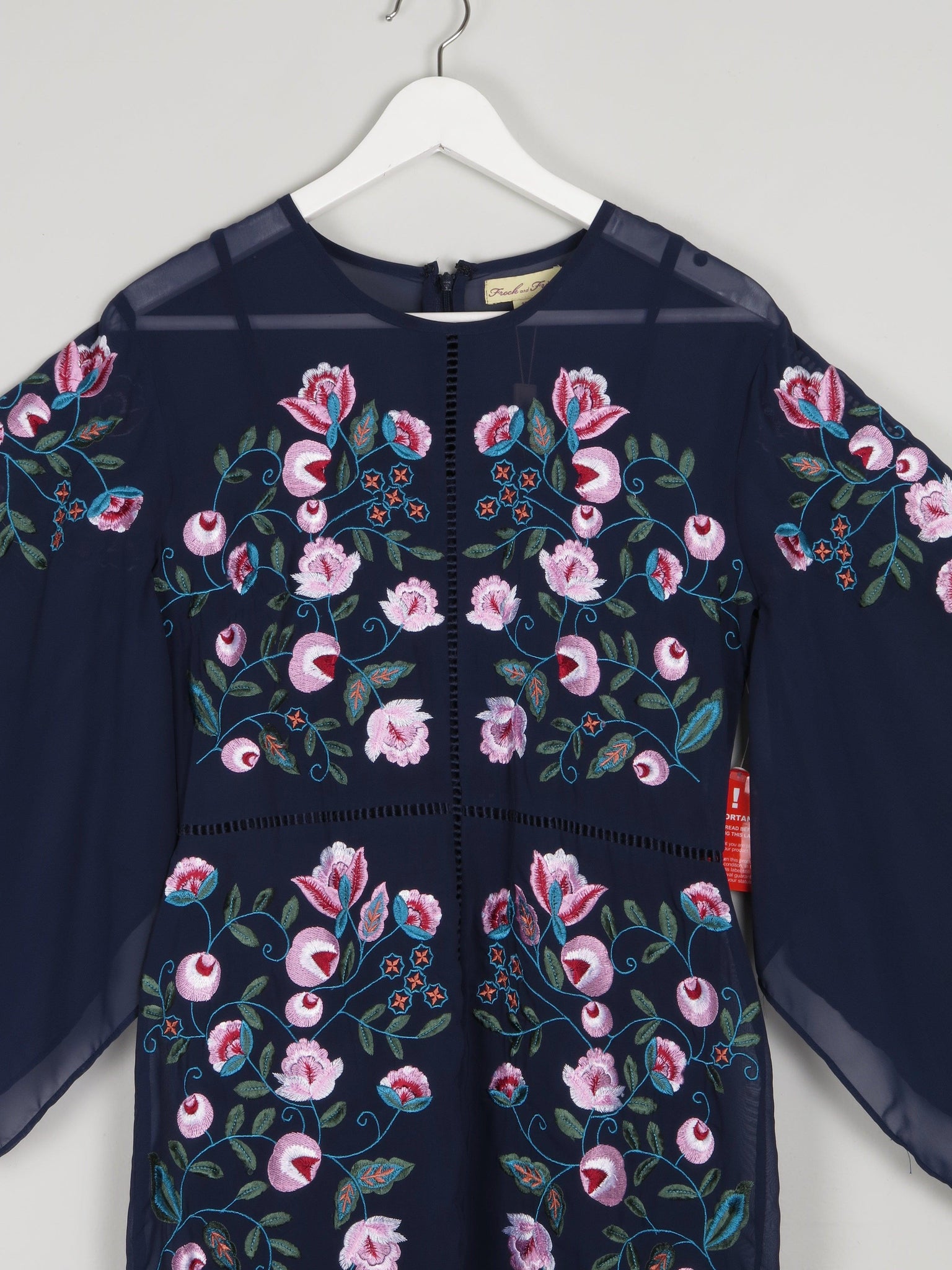 Frock & Frill Navy Embroidered Dress 10 - The Harlequin