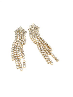Gold Coloured & Diamante Chandelier Earrings - The Harlequin