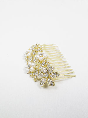 Gold Diamanté & Pearl Hair Comb - The Harlequin
