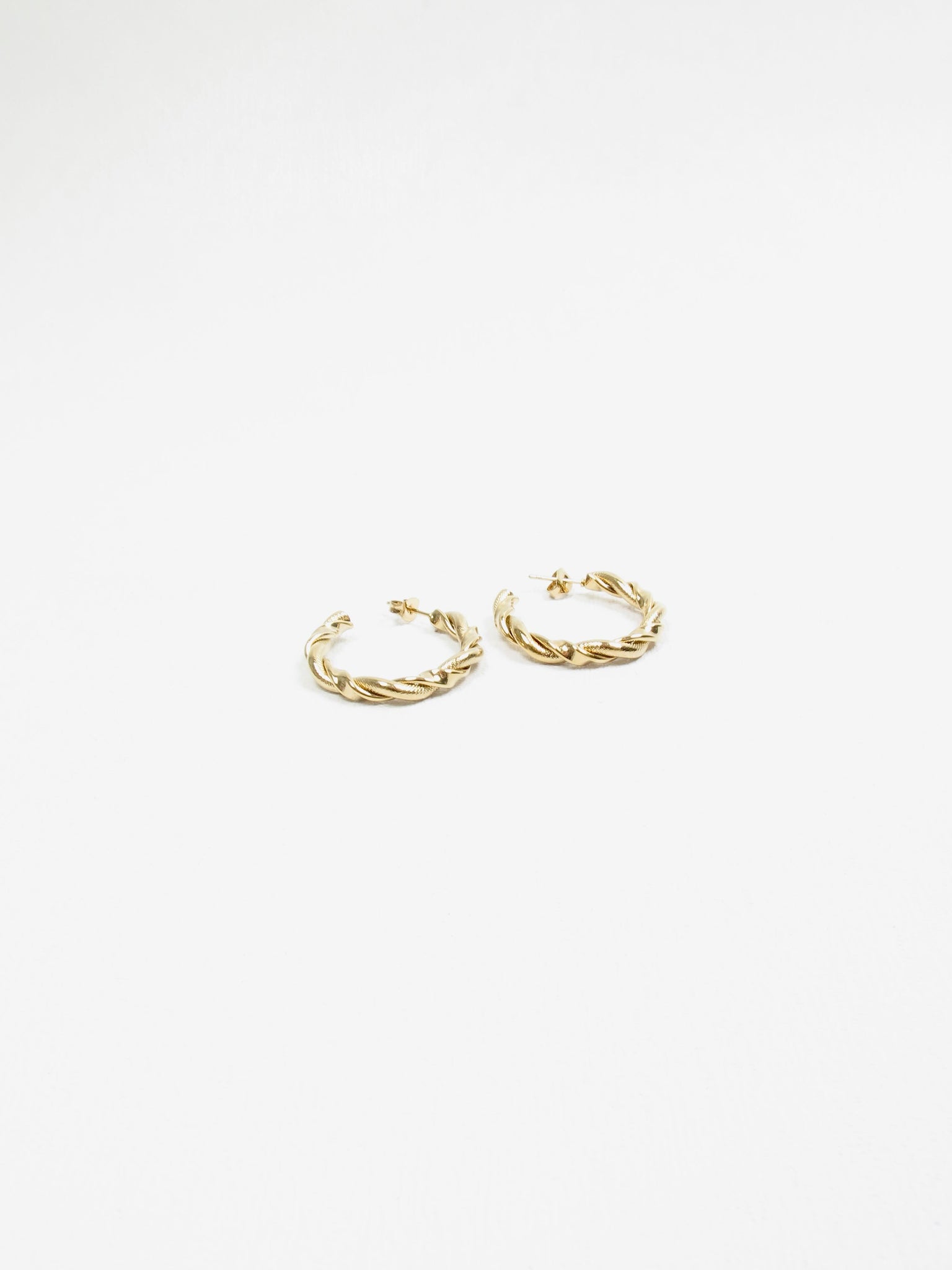 Gold Coloured Hoop Earrings Twisted Design New - The Harlequin