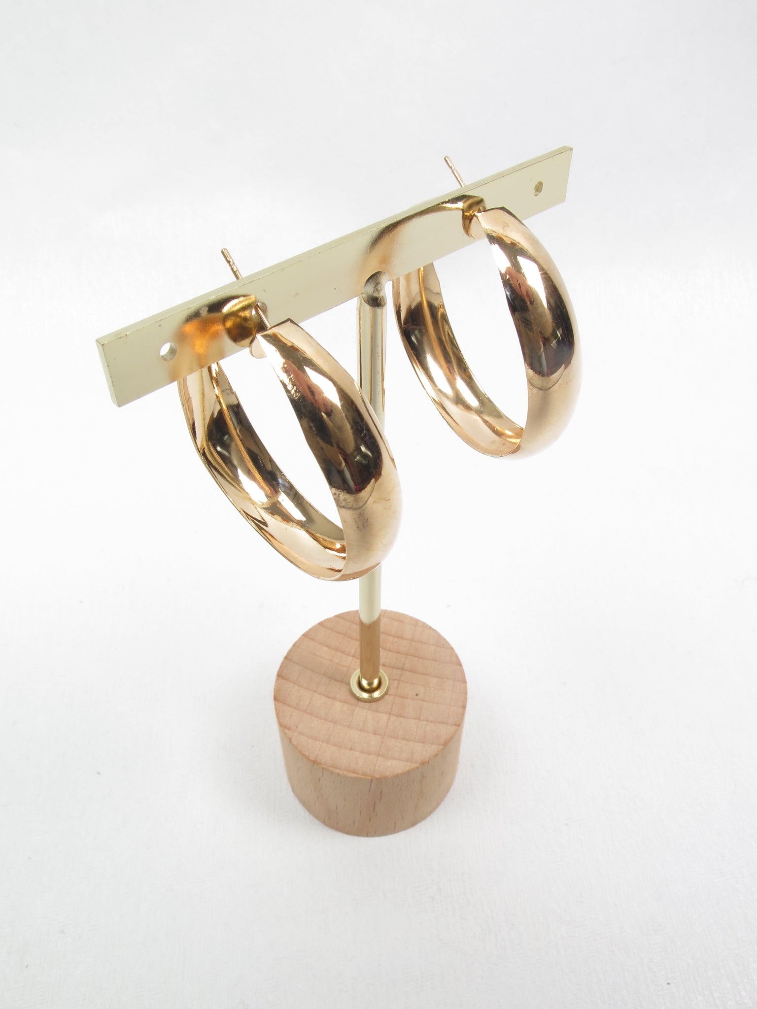 Gold Metal Wide Hoop Earrings New - The Harlequin