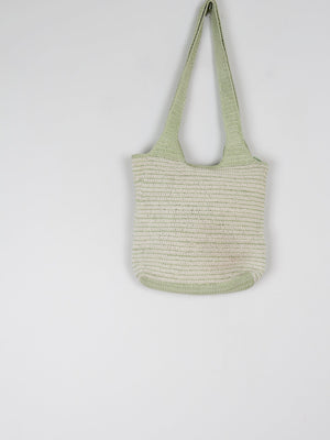 Green Vintage Crochet Cotton Shoulder Bag - The Harlequin