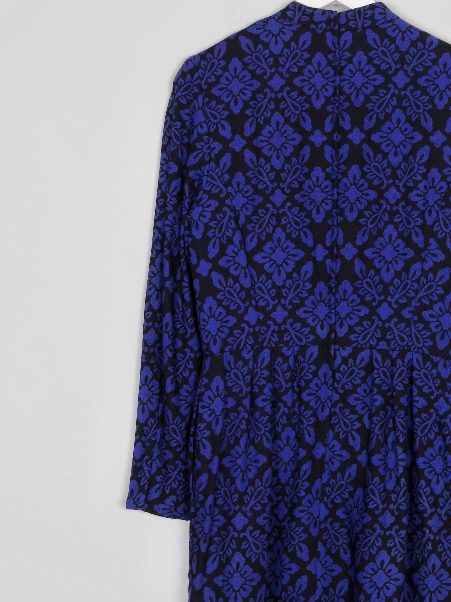 Guy Laroche Electric Blue Printed Dress With Pockets 8/10 36/38" Bust 28" Waist - The Harlequin