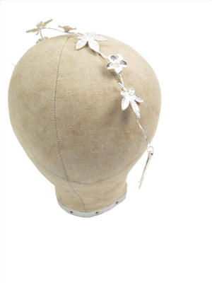 Hair Vine Silver Leaf & Flower Vintage Style Bridal Headpiece - The Harlequin