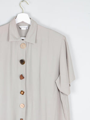 Khaki Vintage Short Sleeved Shirt Blouse S/M - The Harlequin