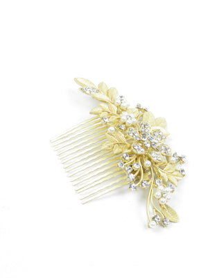 Large Gold & Diamanté Vintage Style Hair Comb - The Harlequin