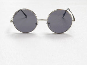 Lennon Style Round Sunglasses With Light Black Lenses & Silver Frames   (Medium) - The Harlequin