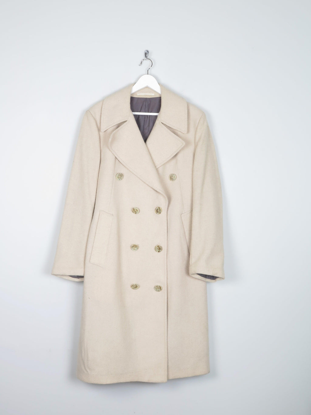 Men's 1970s Double Breasted Cream Tweed Coat With Belt 44" {Large} - The Harlequin