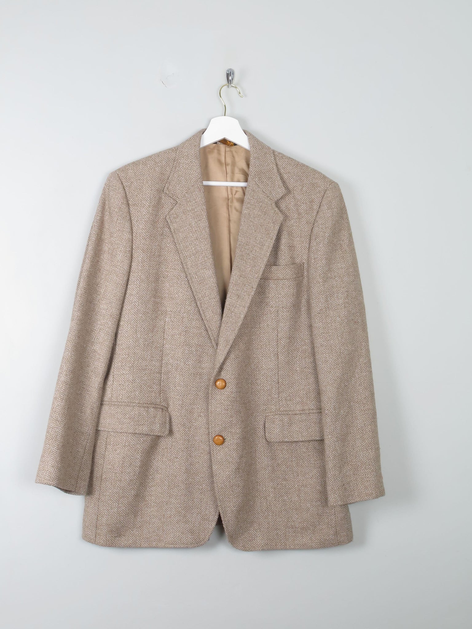 Men's Beige Tweed Vintage 1970s Haggar Jacket 42" - The Harlequin