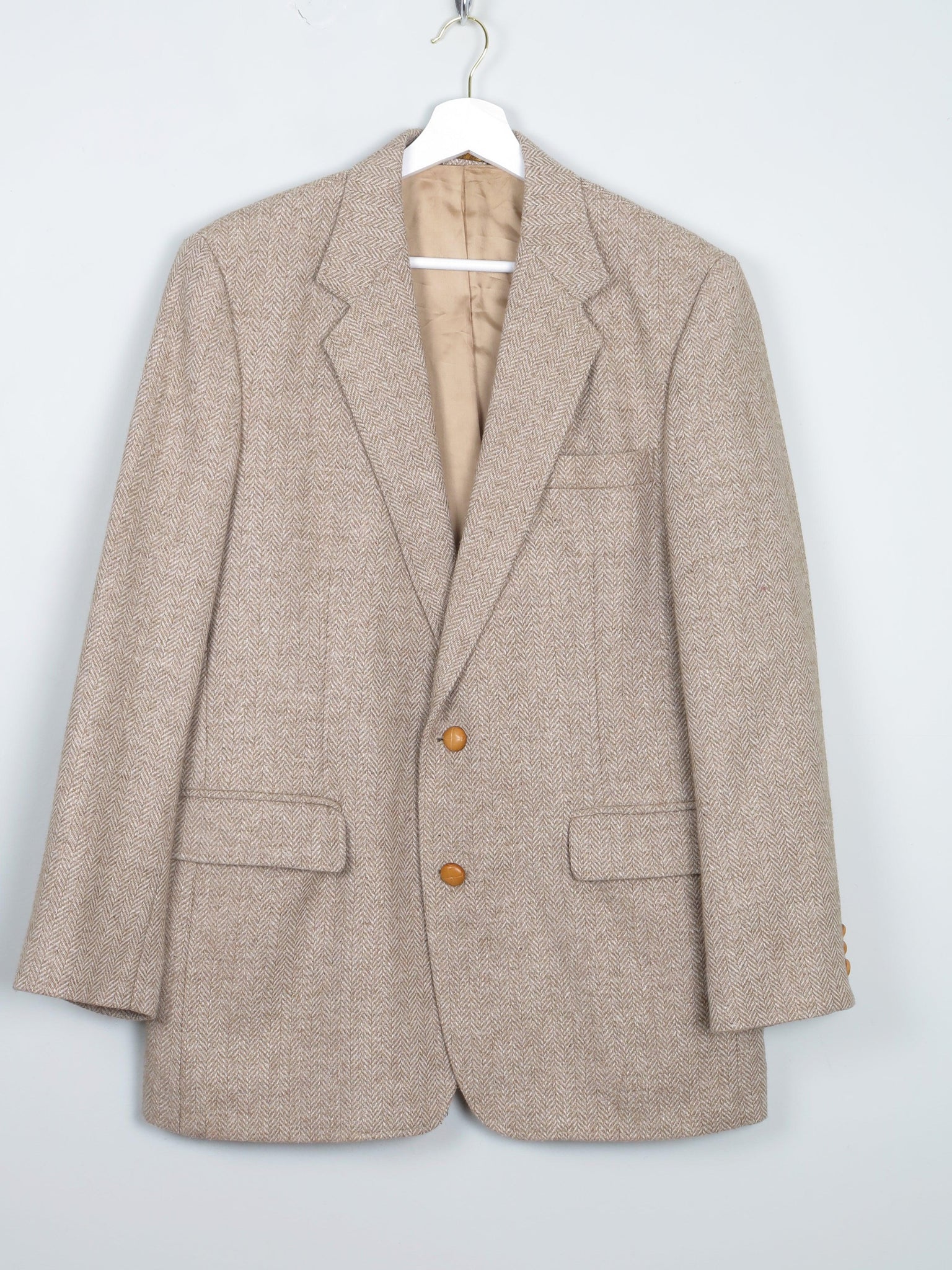 Men's Biscuit Beige Vintage Tweed Jacket 40/42" - The Harlequin