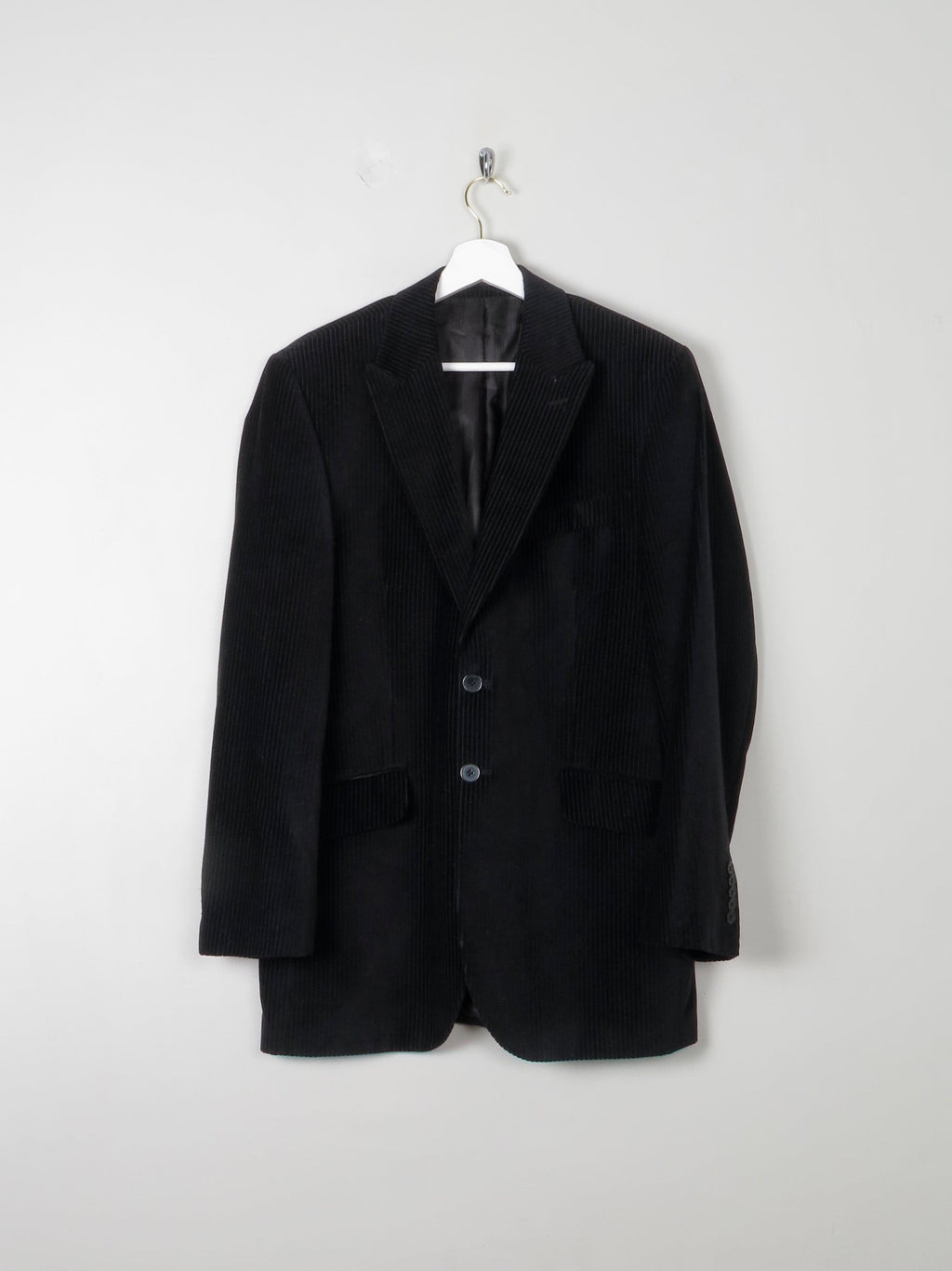 Men's Black Cord/ Velvet Tailored Jacket 38 L - The Harlequin