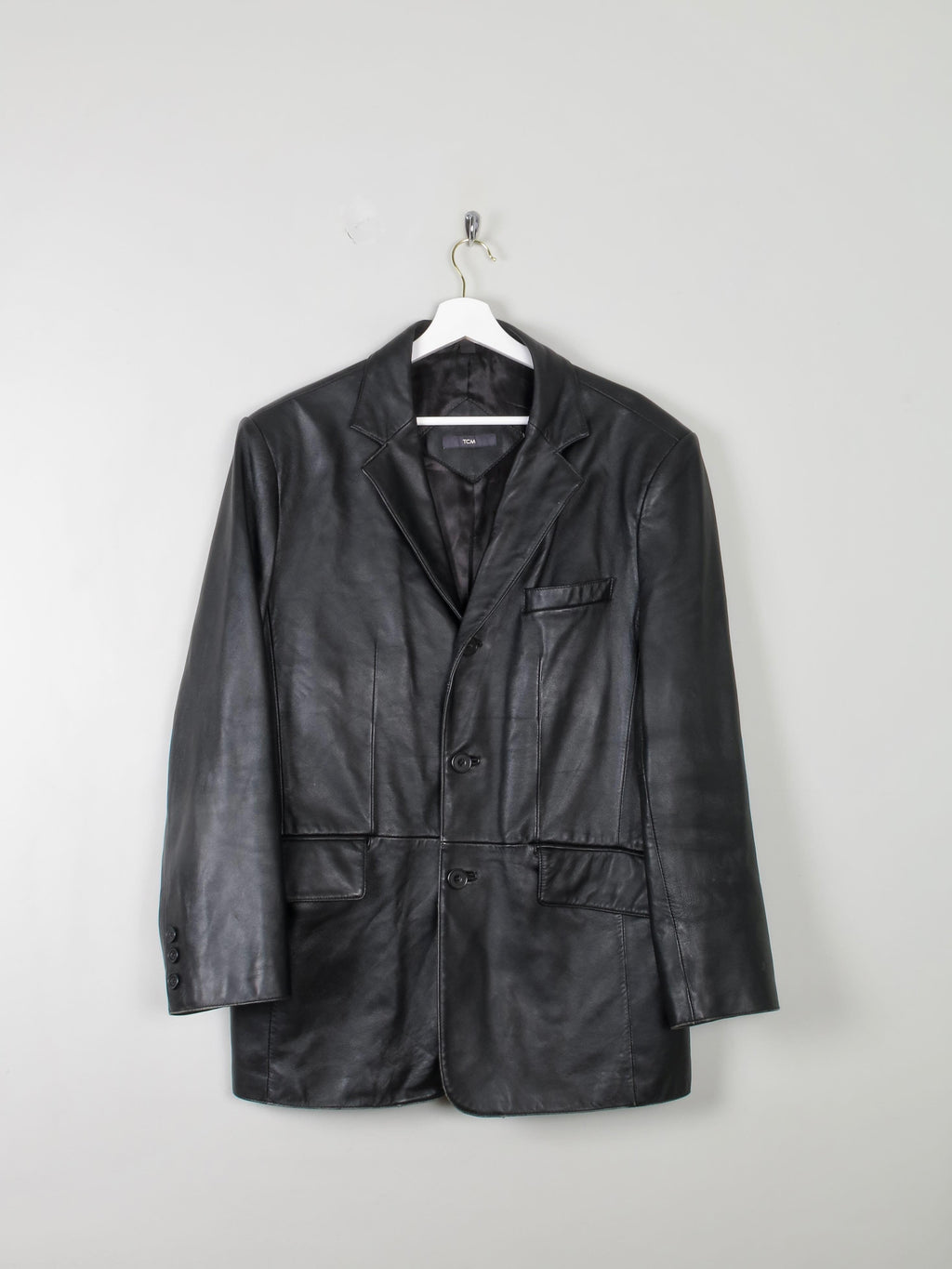 Men's Black Vintage Leather Jacket M Oversized - The Harlequin