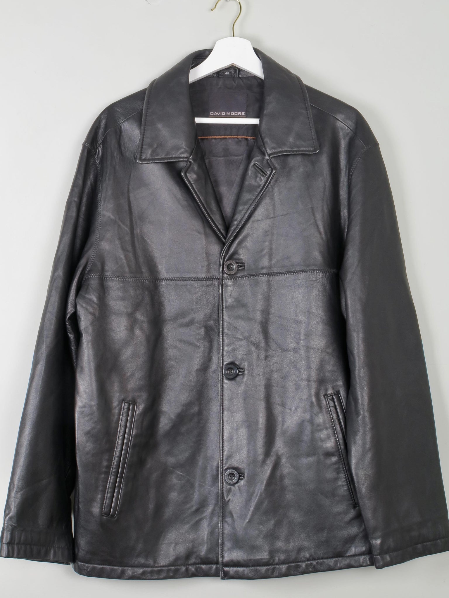 Men's Black Vintage Leather Jacket M - The Harlequin