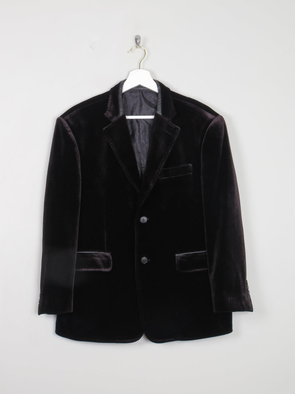 Men's Black Velvet Jacket 40" - The Harlequin