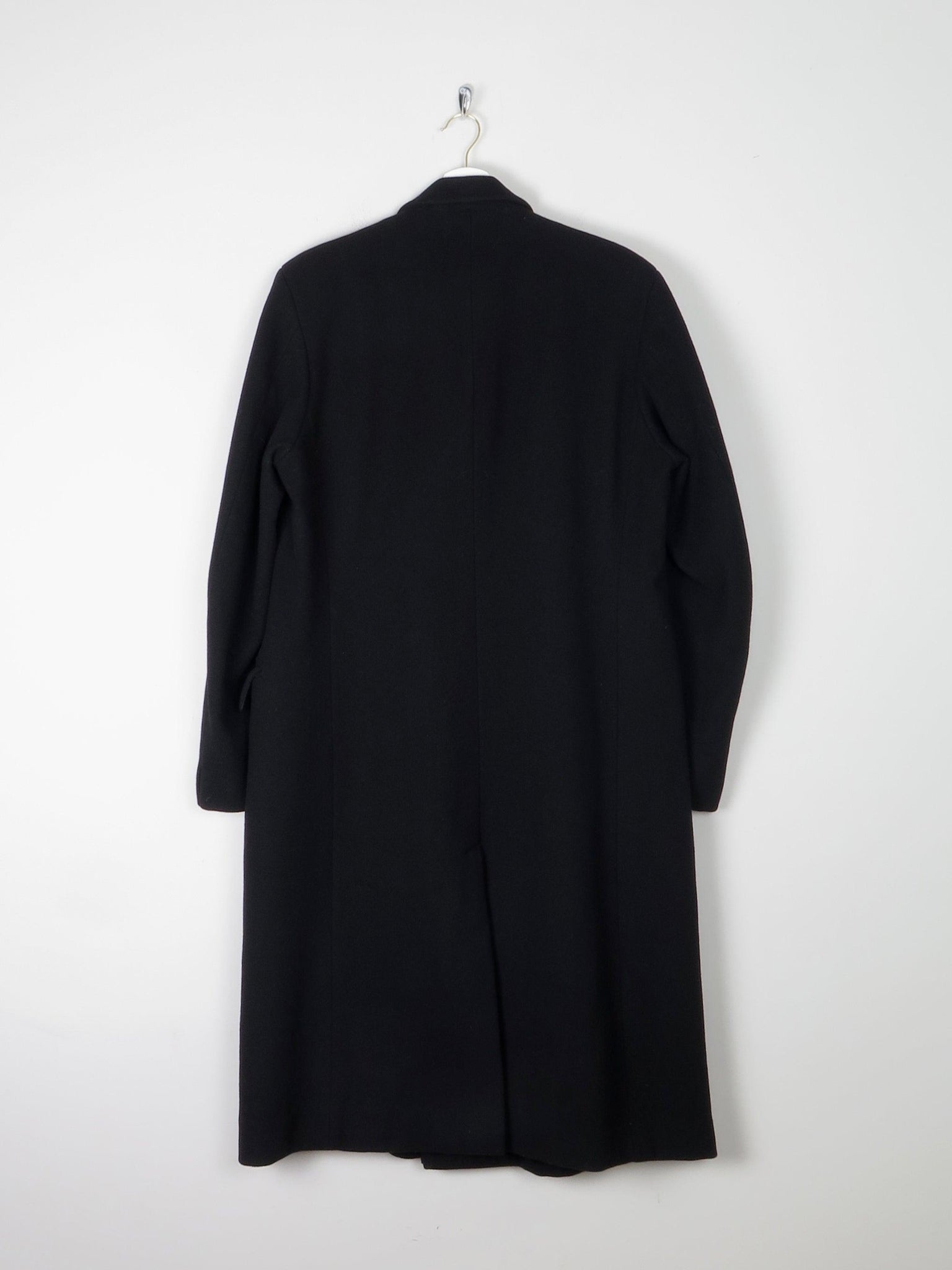 Men's Black Wool 1940s Long Coat 44/Large - The Harlequin
